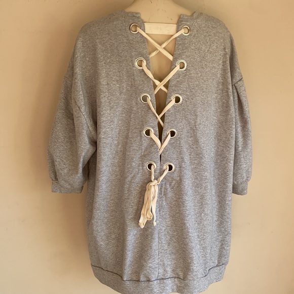 Women’s back lace up sweater XL gray - Picture 4 of 4